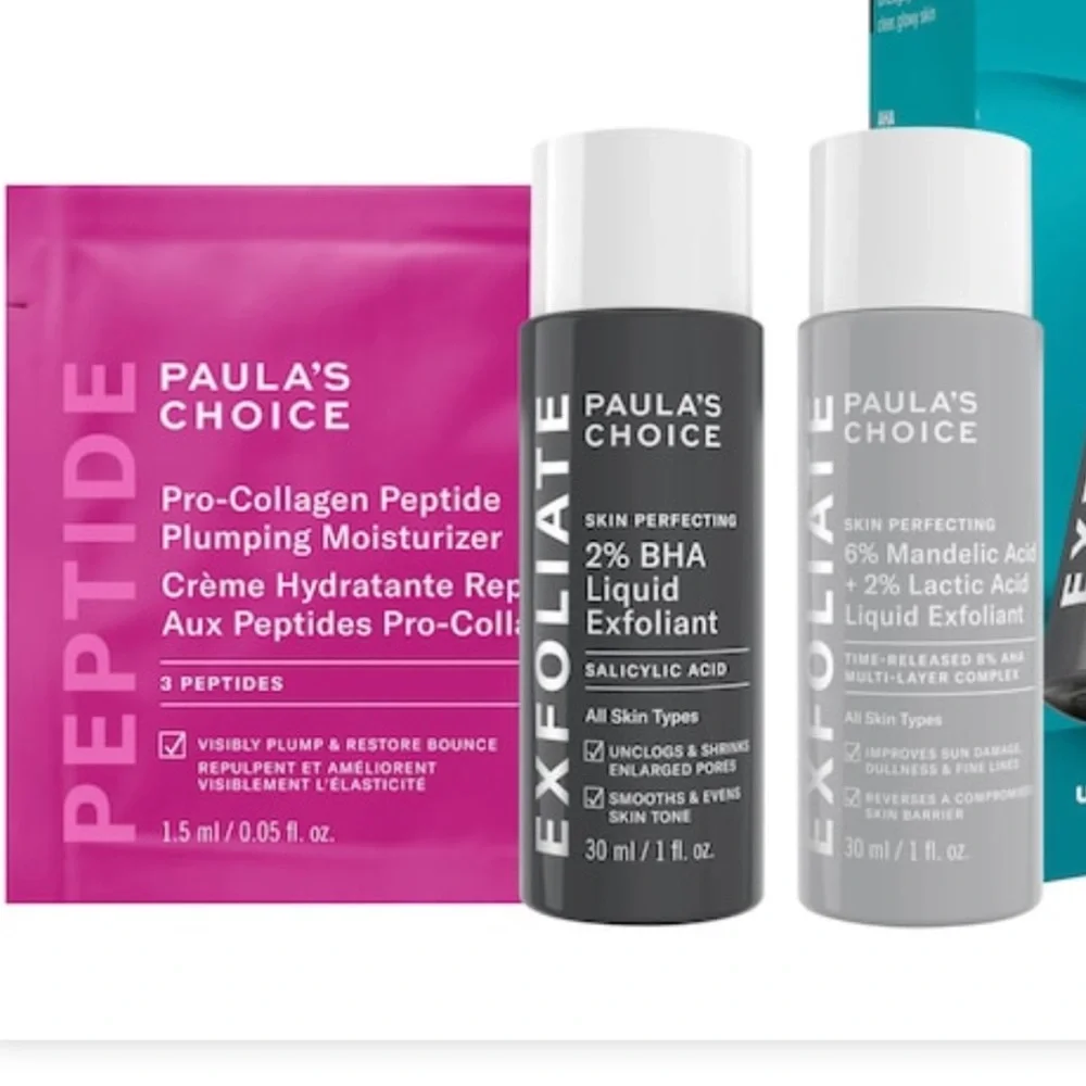 New PAULAS CHOICE Liquid Exfoliant and serum samples